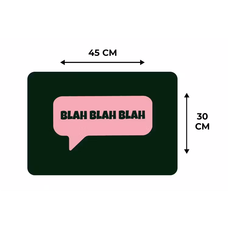 Tekstwolk - BLAH BLAH BLAH - Roze Placemat vinyl groot -specs