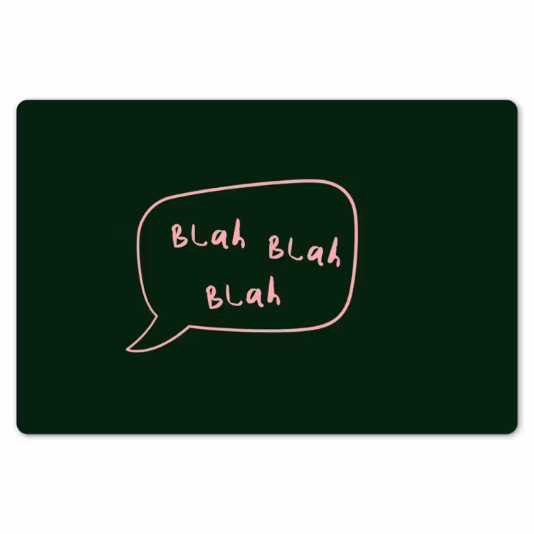Tekstwolkje - Donkergroen - BLAH BLAH BLAH Placemat vinyl groot -zzsfeer1_Kitchenyeah-website