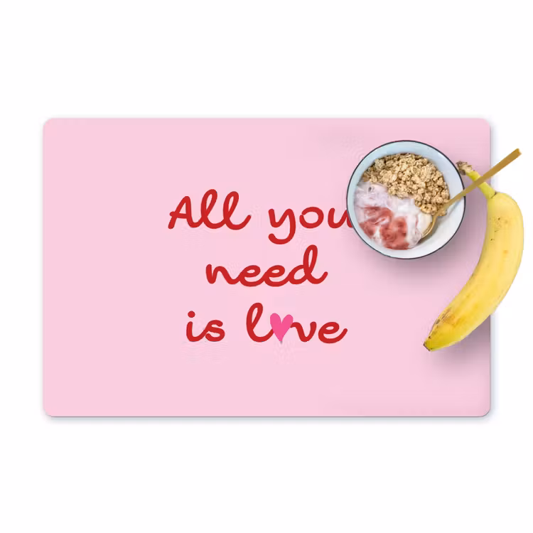 Tekst - Roze - Love - Hart Placemat vinyl groot -zzzproduct_Kitchenyeah-website