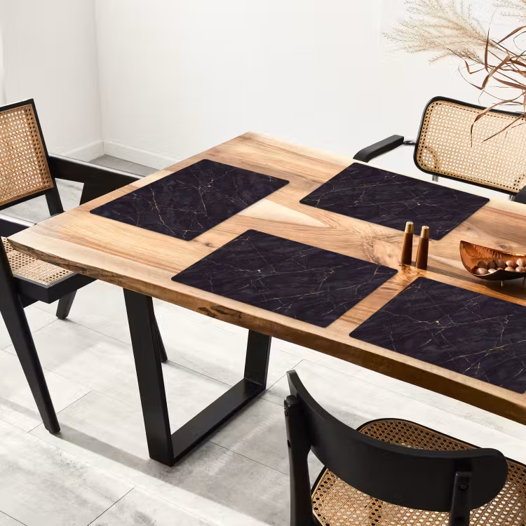 Textuur - Gouden lijnen - Abstract - Modern - Zwart Placemat vinyl groot -zzsfeer4_Kitchenyeah-website