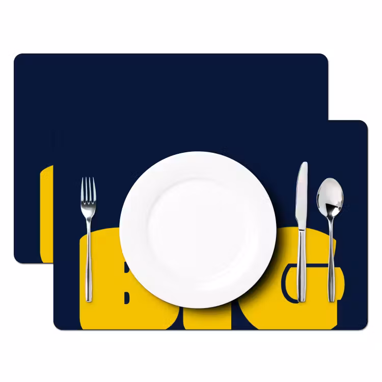 Think big - Blauw - Geel Placemat vinyl groot -zzsfeer2_Kitchenyeah-website