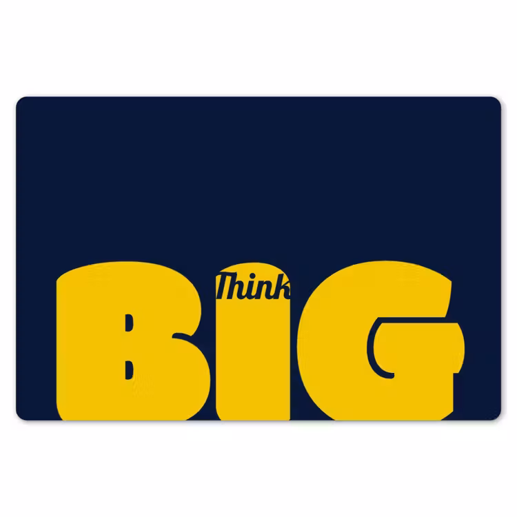 Think big - Blauw - Geel Placemat vinyl groot -zzsfeer1_Kitchenyeah-website