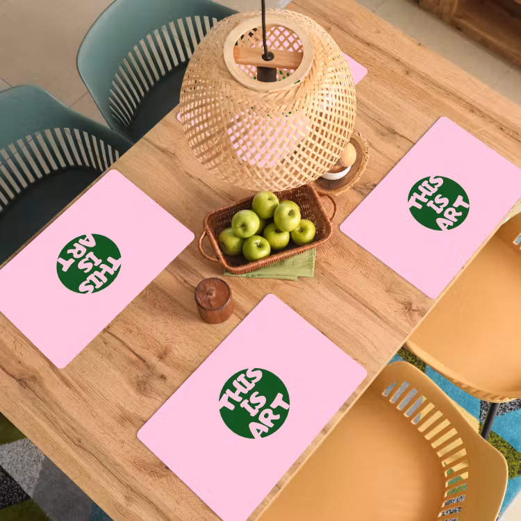 This is art - Tekst - Cirkel - Groen Placemat vinyl groot -zzsfeer5_Kitchenyeah-website