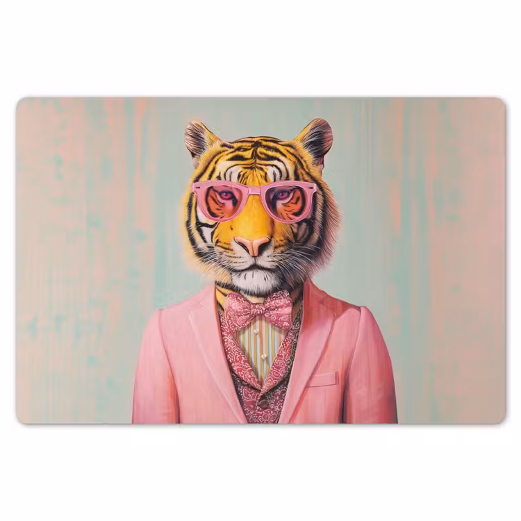 Tijger - Strik - Jasje - Roze Placemat vinyl groot -zzsfeer1_Kitchenyeah-website