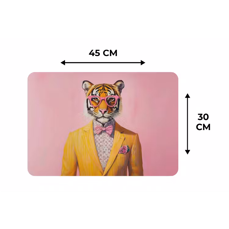 Tijger - Bril - Geel - Jasje Placemat vinyl groot -specs