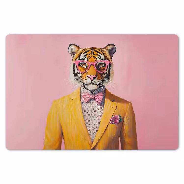 Tijger - Bril - Geel - Jasje Placemat vinyl groot -zzsfeer1_Kitchenyeah-website