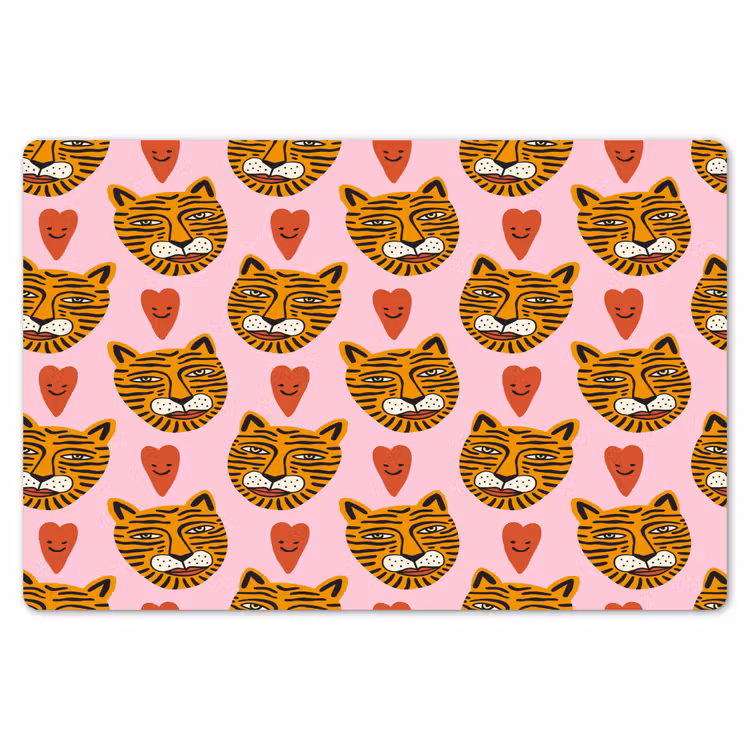 Tijgerkoppen - Hartjes - Roze - Rood Placemat vinyl groot 368 -zzsfeer1_Kitchenyeah-website