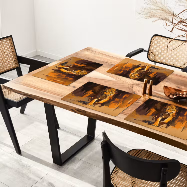 Tijger - Geschilderd - Oranje - Penseelstreken Placemat vinyl groot -zzsfeer4_Kitchenyeah-website