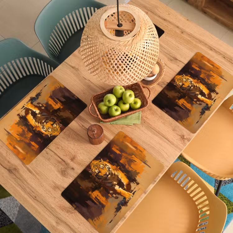 Tijger - Geschilderd - Oranje - Penseelstreken Placemat vinyl groot -zzsfeer5_Kitchenyeah-website