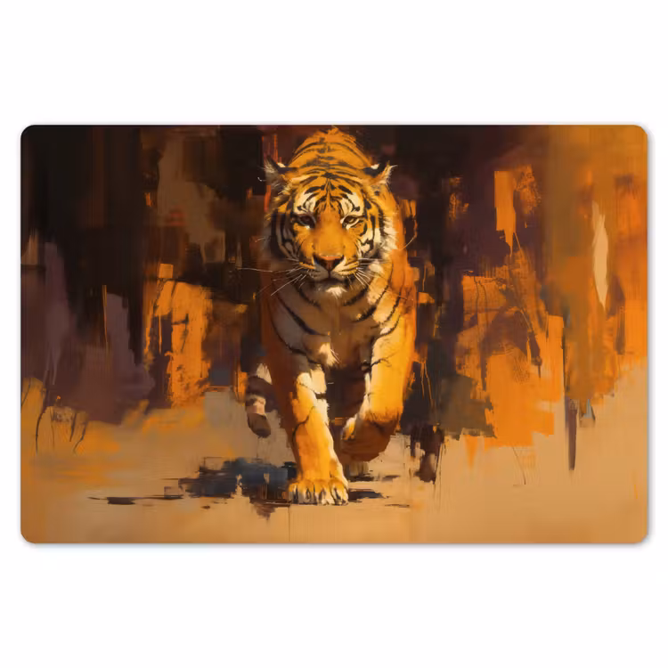 Tijger - Geschilderd - Oranje - Penseelstreken Placemat vinyl groot -zzsfeer1_Kitchenyeah-website