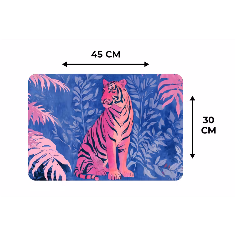 Tijger - Roze - Bladeren - Jungle Placemat vinyl groot -specs
