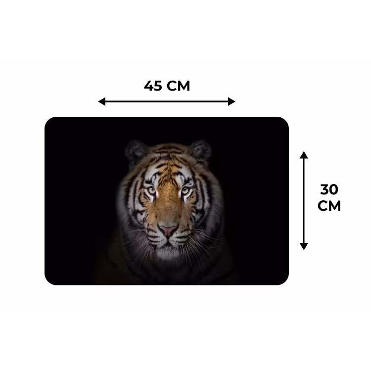 Tijger - Wilde dieren - Portret - Zwart - Dieren Placemat vinyl groot -specs