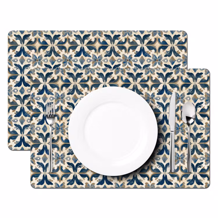 Tegel - Patroon - Blauw - Beige Placemat vinyl groot 368 -zzsfeer2_Kitchenyeah-website