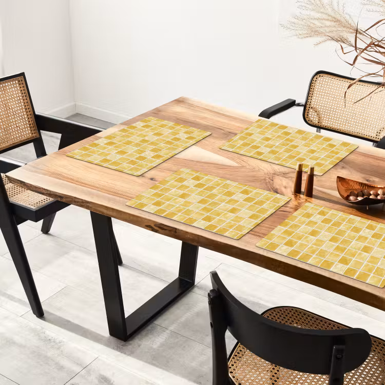 Tegels - Mozaïek - Textuur - Goudgeel Placemat vinyl groot 368 -zzsfeer4_Kitchenyeah-website