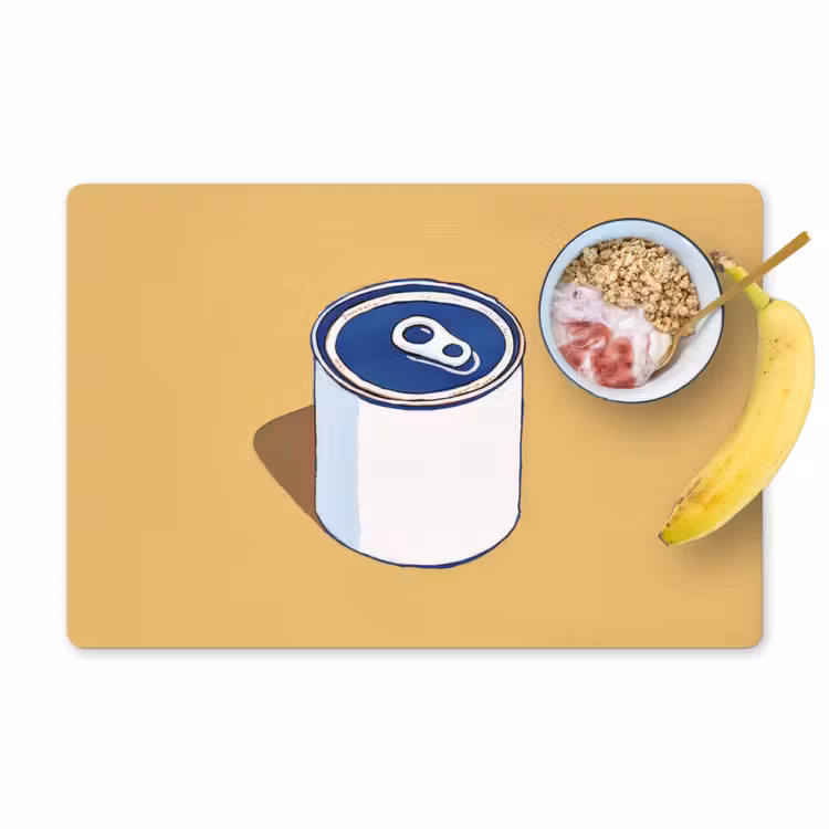 Blikje - Minimalistisch - Blauw - Illustratie Placemat vinyl groot -zzzproduct_Kitchenyeah-website