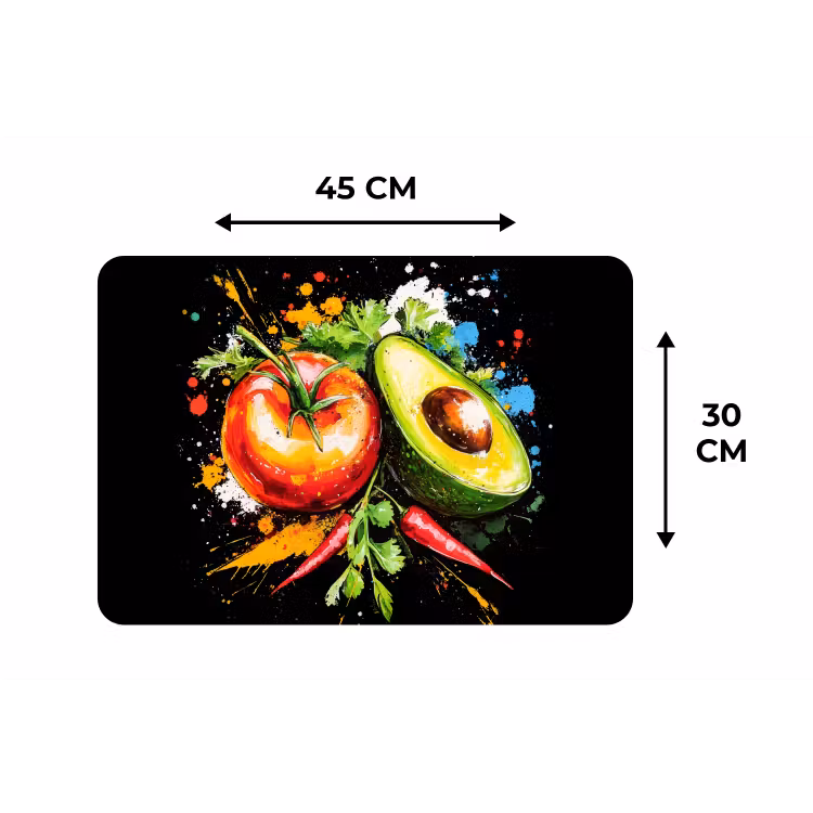 Tomaat - Avocado - Peper - Graffiti - Verf - Modern Placemat vinyl groot -specs
