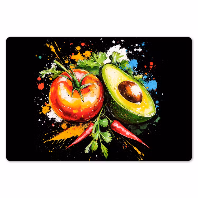 Tomaat - Avocado - Peper - Graffiti - Verf - Modern Placemat vinyl groot -zzsfeer1_Kitchenyeah-website