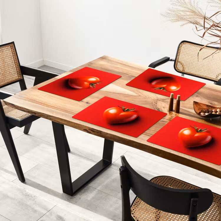 Tomaat - Rood - Hart Placemat vinyl groot -zzsfeer4_Kitchenyeah-website