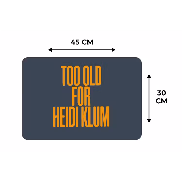 Too old for heidi klum - Geel - Blauw Placemat vinyl groot -specs