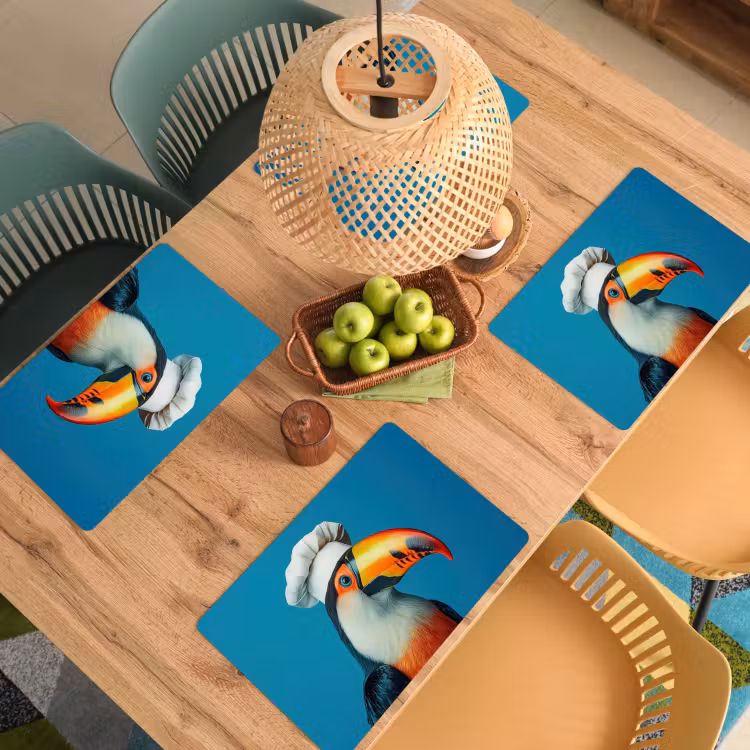 Toekan - Papegaai - Vogel - Koksmuts Placemat vinyl groot -zzsfeer5_Kitchenyeah-website