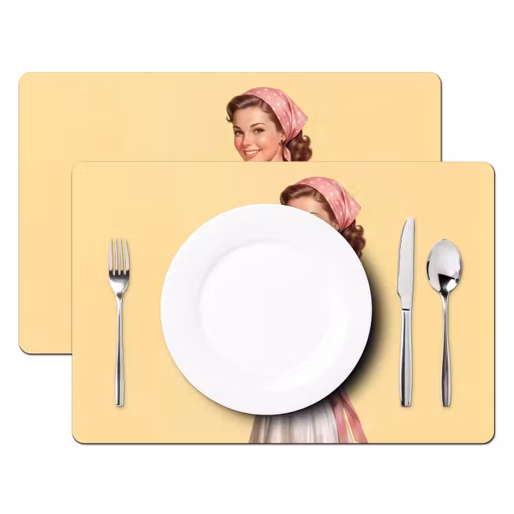 Handdoeken - Vrouw - Jurk - Roze Placemat vinyl groot -zzsfeer2_Kitchenyeah-website