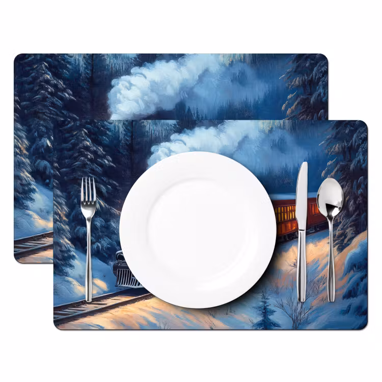 Trein - Kerst - Sneeuw - Kersttrein Placemat vinyl groot -zzsfeer2_Kitchenyeah-website