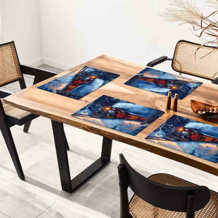 Trein - Kerst - Sneeuw - Kersttrein Placemat vinyl groot -zzsfeer4_Kitchenyeah-website