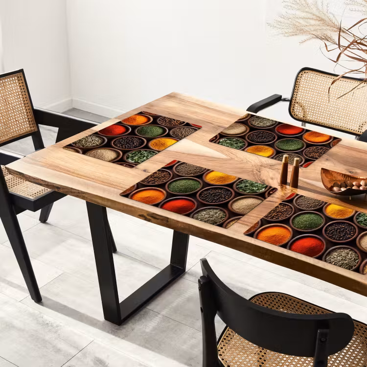 Bakjes - Hout - Kruiden - Kleurrijk Placemat vinyl groot -zzsfeer4_Kitchenyeah-website