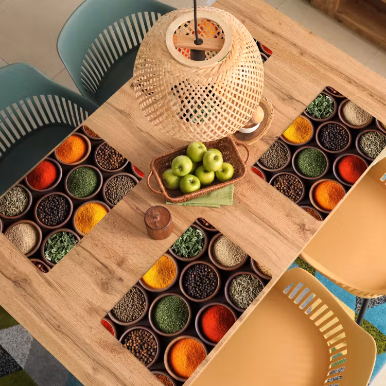 Bakjes - Hout - Kruiden - Kleurrijk Placemat vinyl groot -zzsfeer5_Kitchenyeah-website