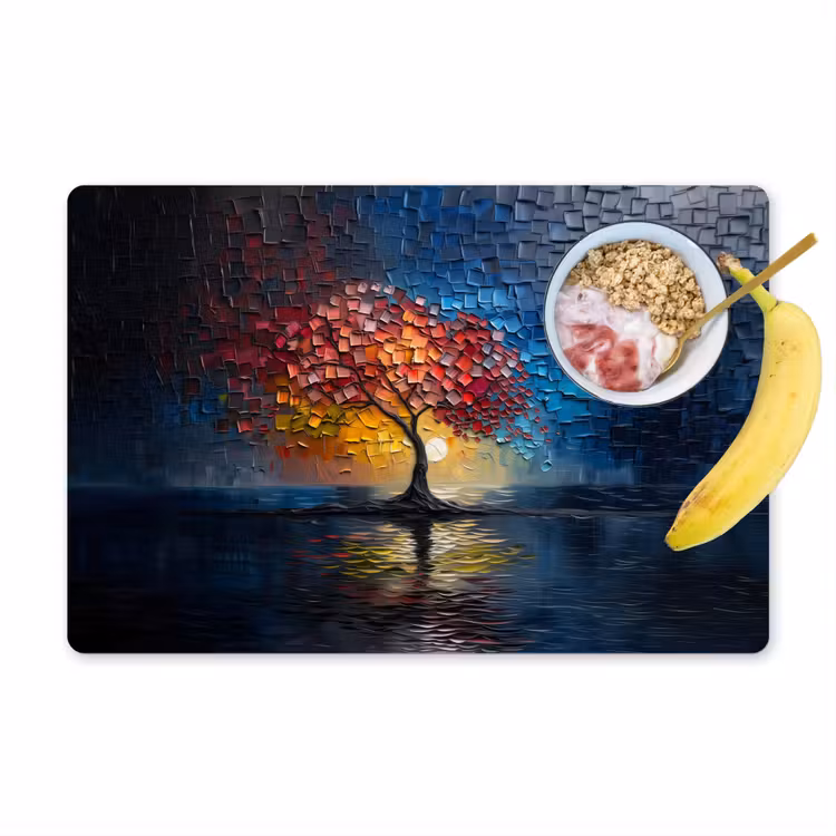 Boom - Blauw - Bladeren - Vakken Placemat vinyl groot -zzzproduct_Kitchenyeah-website