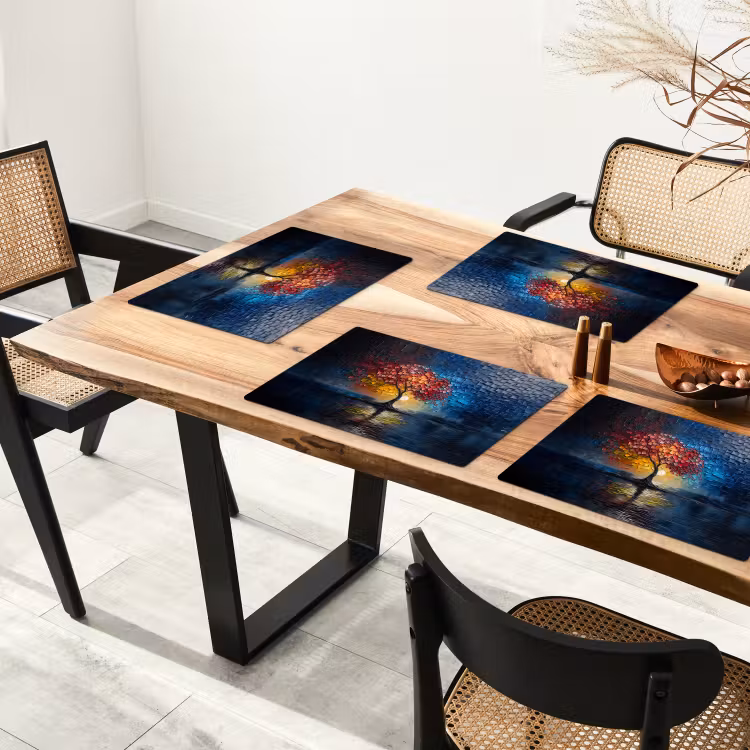 Boom - Blauw - Bladeren - Vakken Placemat vinyl groot -zzsfeer4_Kitchenyeah-website