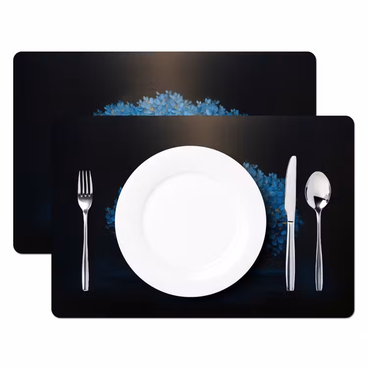 Boom - Blauw - Bladeren - Penseelstreken Placemat vinyl groot -zzsfeer2_Kitchenyeah-website