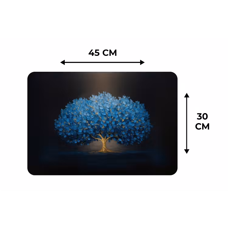 Boom - Blauw - Bladeren - Penseelstreken Placemat vinyl groot -specs