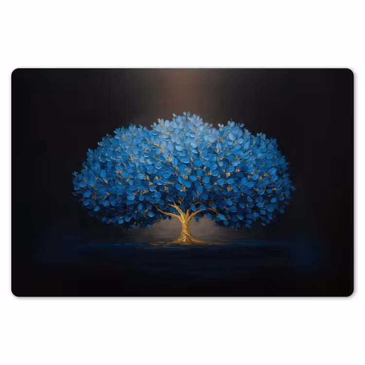Boom - Blauw - Bladeren - Penseelstreken Placemat vinyl groot -zzsfeer1_Kitchenyeah-website