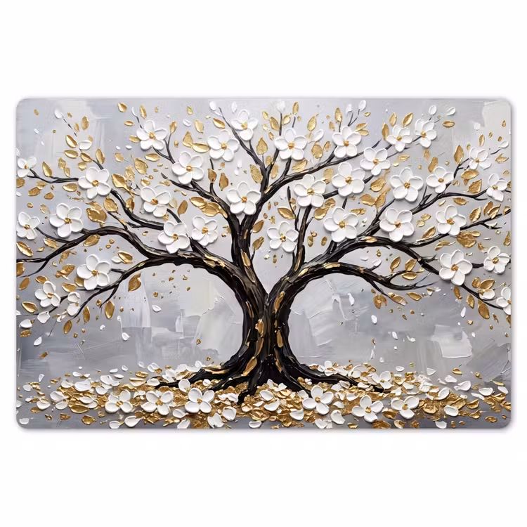Boom - Bloemen - Natuur - Abstract - Wit Placemat vinyl groot -zzsfeer1_Kitchenyeah-website