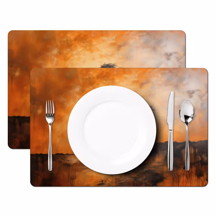 Boom - Landschap - Oranje Placemat vinyl groot -zzsfeer2_Kitchenyeah-website
