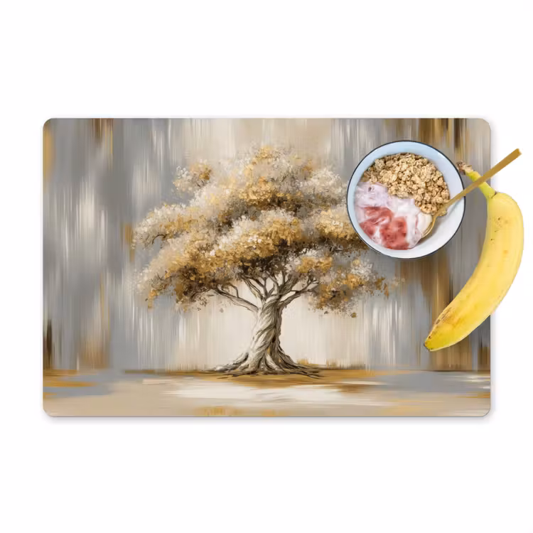 Boom - Bladeren - Abstract - Wit Placemat vinyl groot -zzzproduct_Kitchenyeah-website