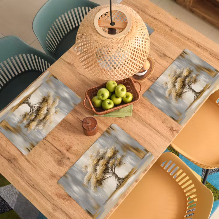 Boom - Bladeren - Abstract - Wit Placemat vinyl groot -zzsfeer5_Kitchenyeah-website
