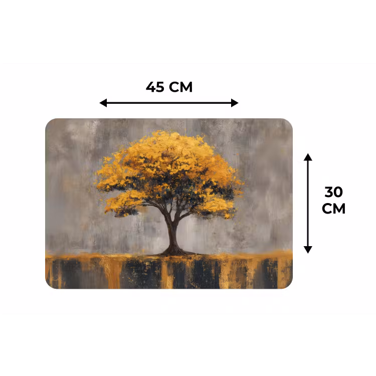 Boom - Bladeren - Goud - Abstract Placemat vinyl groot -specs
