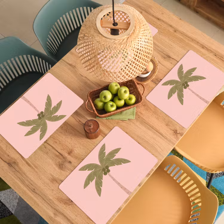 Boom - Palm - Natuur - Illustratie - Roze Placemat vinyl groot -zzsfeer5_Kitchenyeah-website