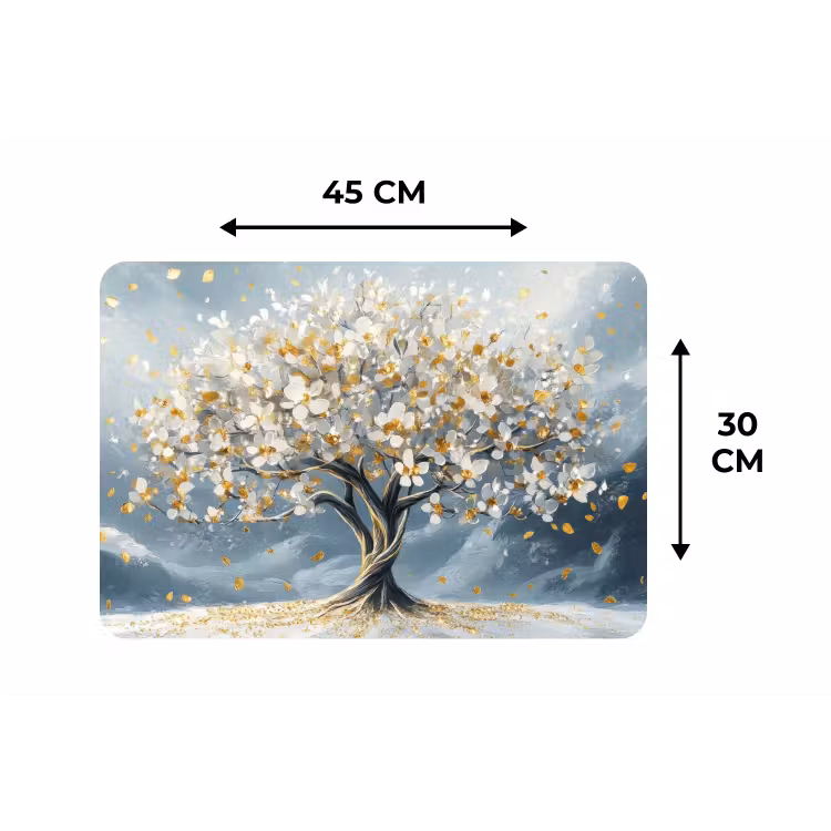 Boom - Winter - Levensboom - Modern - Goud Placemat vinyl groot -specs