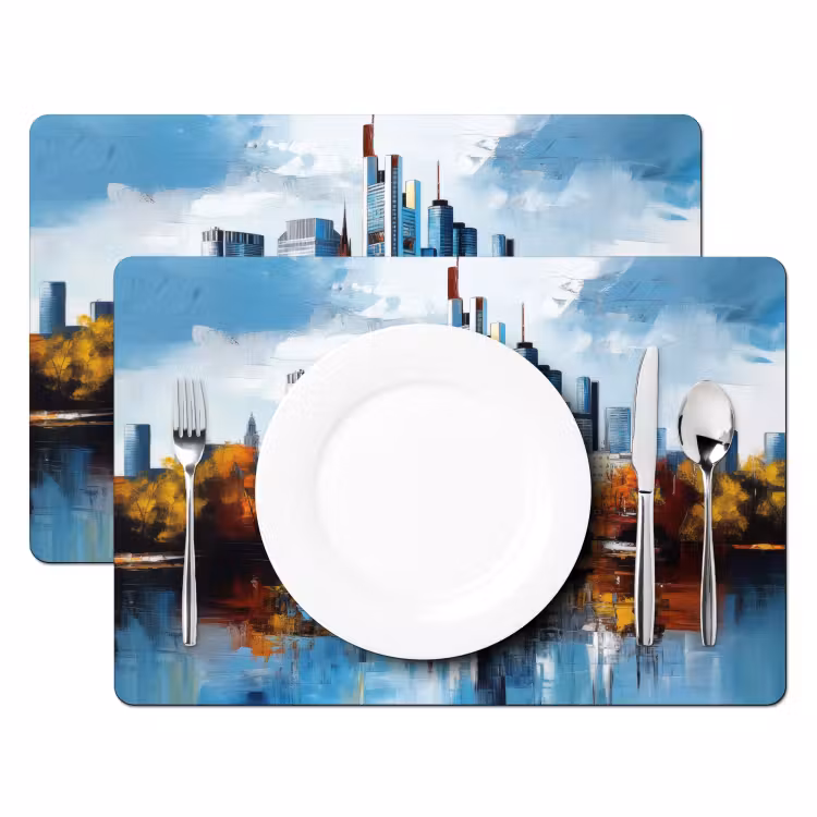 Bomen Frankfurt- Stad - Skyline - Brug Placemat vinyl groot -zzsfeer2_Kitchenyeah-website