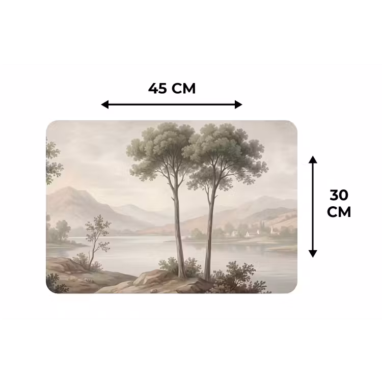 Bomen - Meer - Bergen - Illustratie Placemat vinyl groot -specs