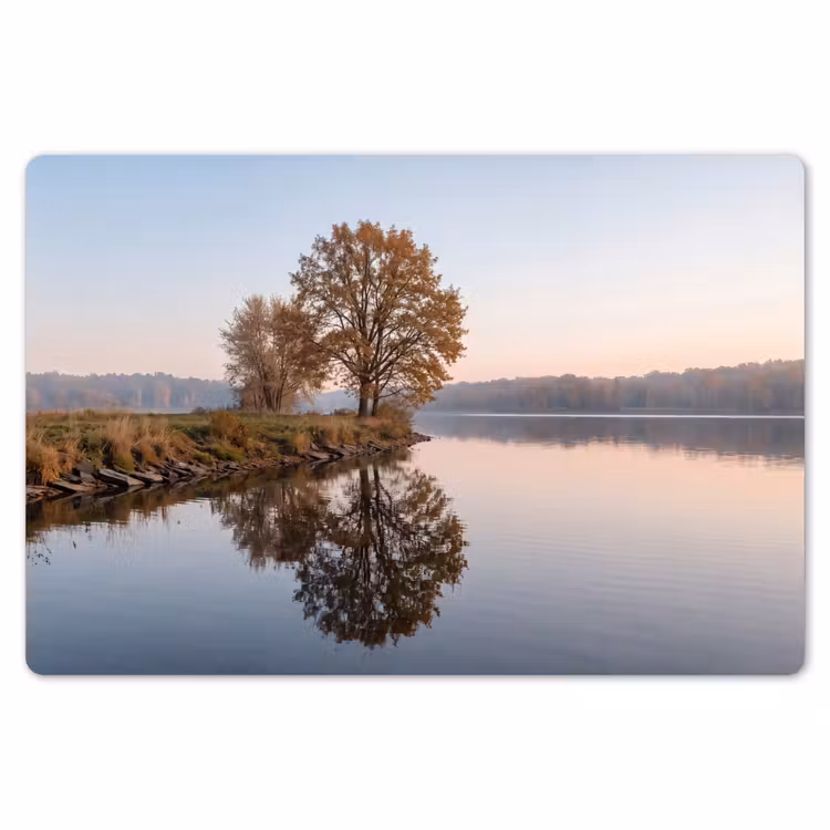 Bomen - Reflectie - Water - Zonsopgang - Serene Placemat vinyl groot -zzsfeer1_Kitchenyeah-website
