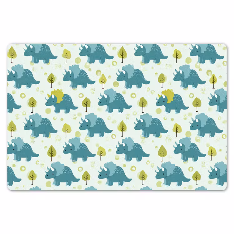 Triceratop - Blauw - Stippen - Boompjes Placemat vinyl groot -zzsfeer1_Kitchenyeah-website