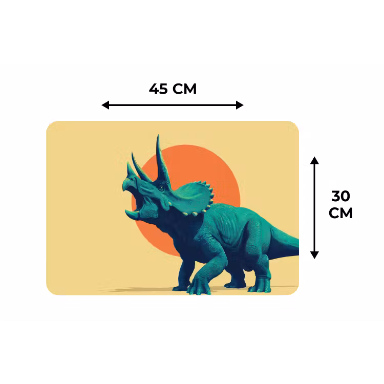 Triceratops - Cirkel - Oranje - Hoorns Placemat vinyl groot -specs