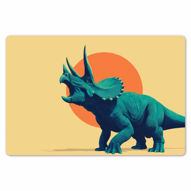 Triceratops - Cirkel - Oranje - Hoorns Placemat vinyl groot -zzsfeer1_Kitchenyeah-website