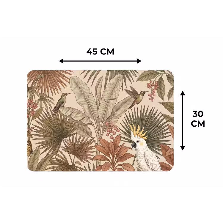Tropisch - Vogels - Beige Placemat vinyl groot -specs