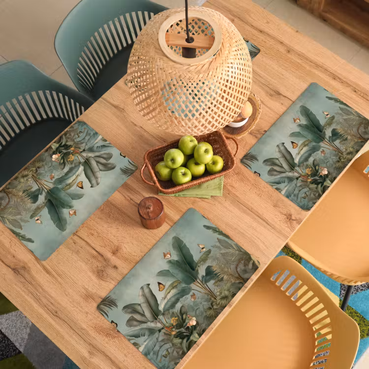 Tropisch bladerdek - Vlinders - groen - Bruin Placemat vinyl groot -zzsfeer5_Kitchenyeah-website