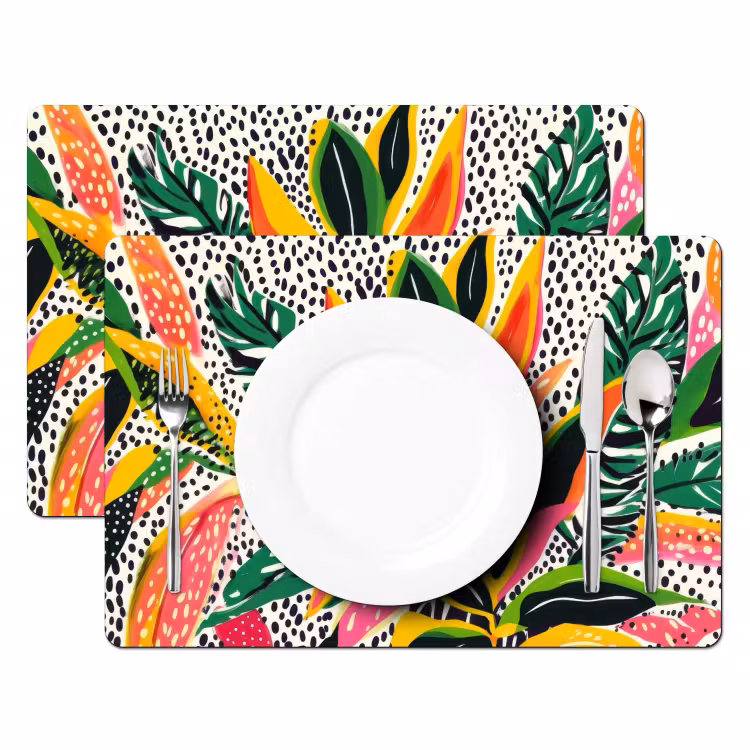 Tropisch - Bladeren - Zwart - wit Placemat vinyl groot -zzsfeer2_Kitchenyeah-website